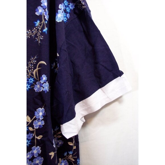 NEW Woman Within 2X 26/28 Navy Floral Short Sleeve Tunic Top - Picture 7 of 14